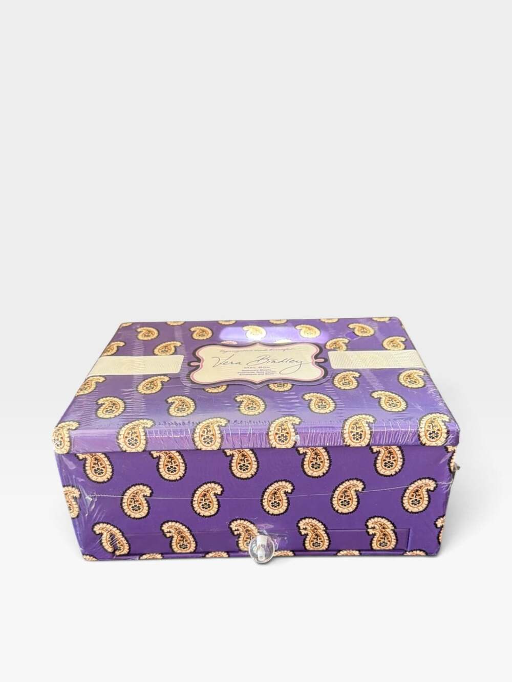 Vera Bradley Sealed Mail Box Storage Box Simply Violet Retired Paisley Pattern